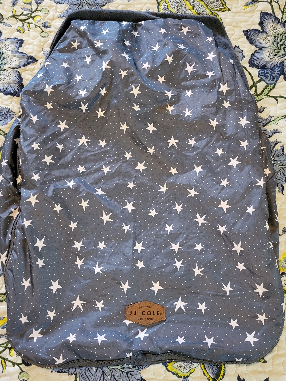 JJ Cole Car Seat Cover Stroller Accessory Fleece Stars Gray Infant Baby